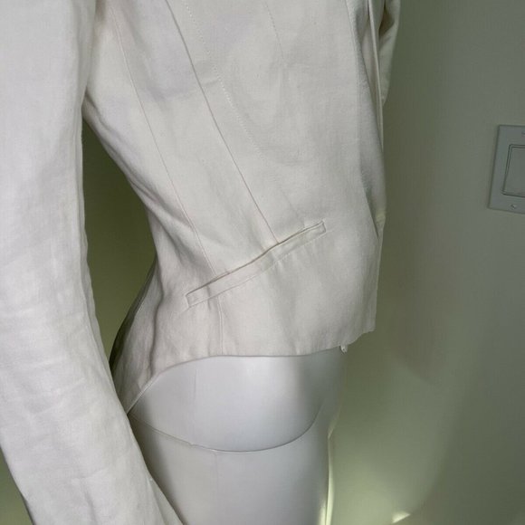 Haider Ackermann White Linen Crop Tuxedo Blazer Jacket - Picture 5 of 11